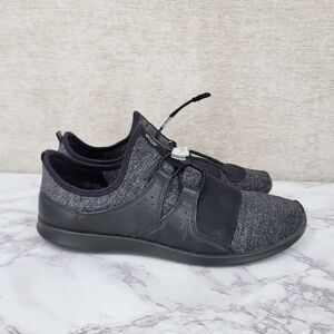 Ecco Women's Sense Elastic Toggle Sneakers Slip On Shoes Black Heathered Gray